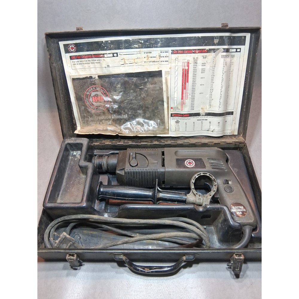 Black & Decker 5014 Industrial 3/4" Rotary Hammer drill 4000 BPM 120v W/case